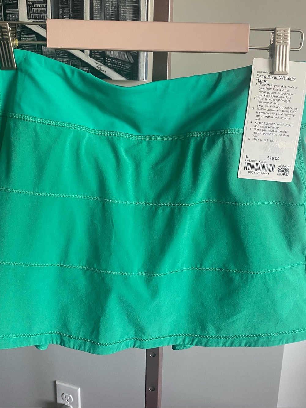 Lululemon 3.5” Inseam Pace Rival Kelly Green Skirt Skort 8 Long